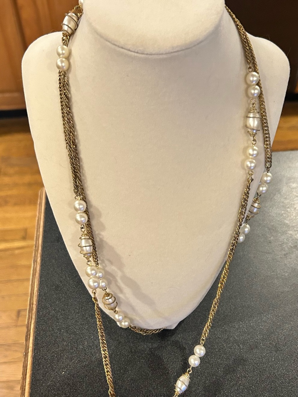 Sarah Coventry Gold Pearl Station Long Necklace - Women Jewelry